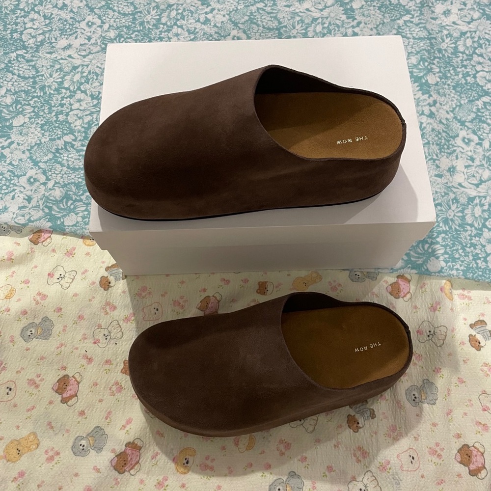The Row Brown Suede Slip-On Mules